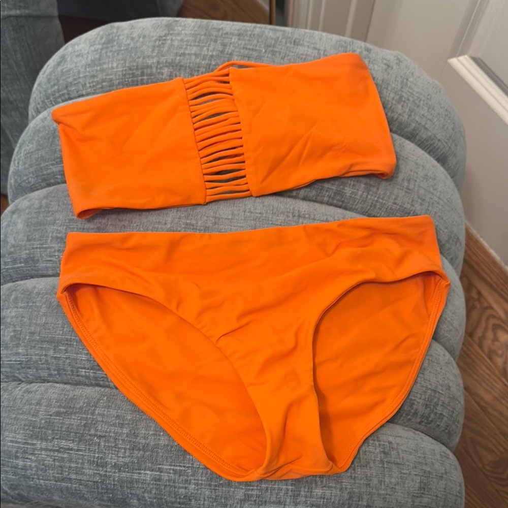 Mikoh Orange Bandeau Bikini Set